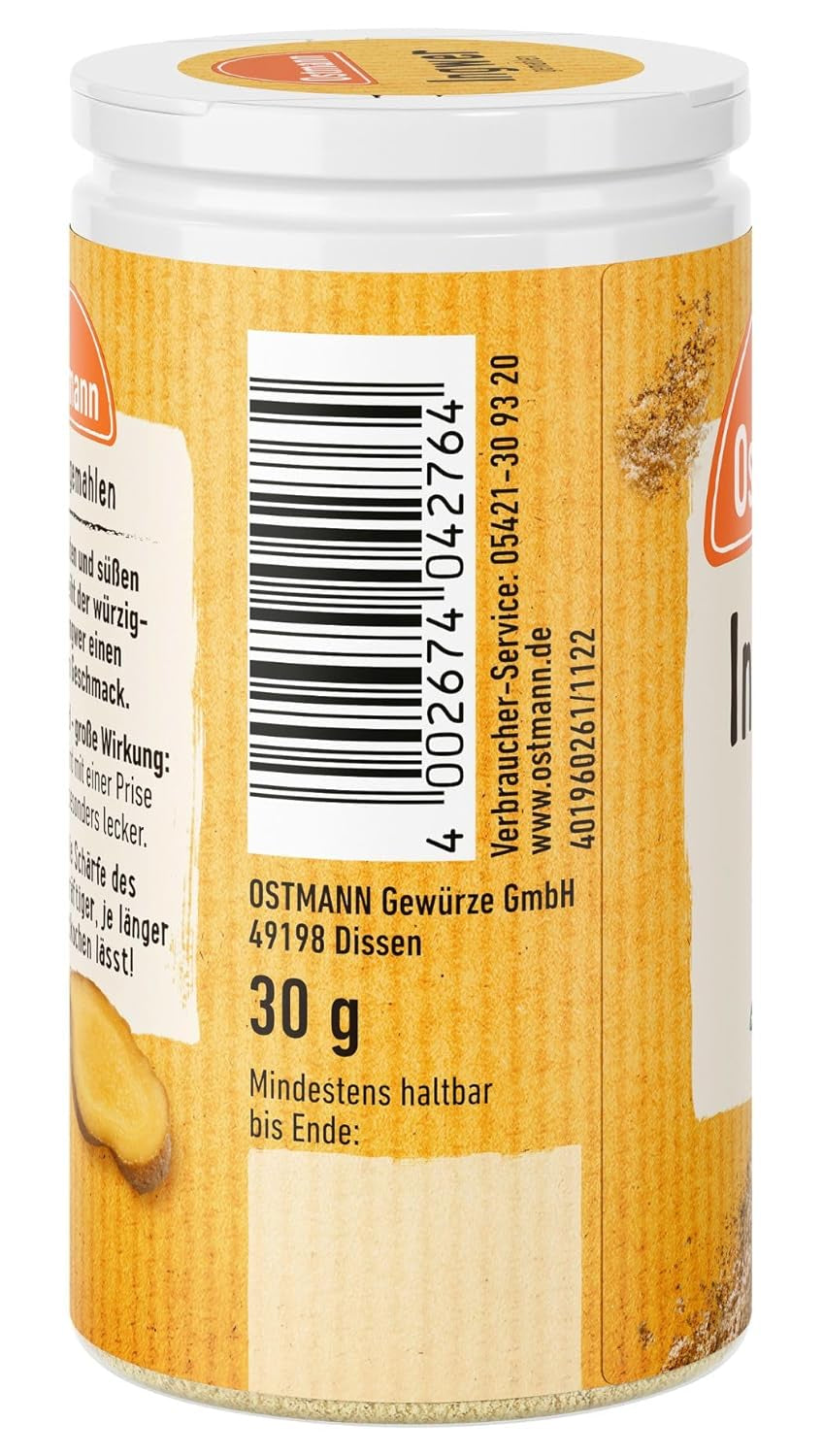 Ostmann Gewürze - Ingwer gemahlen | Nachfüllbare i nadające się do recyklingu Verpackung | 30 g w der Streudose