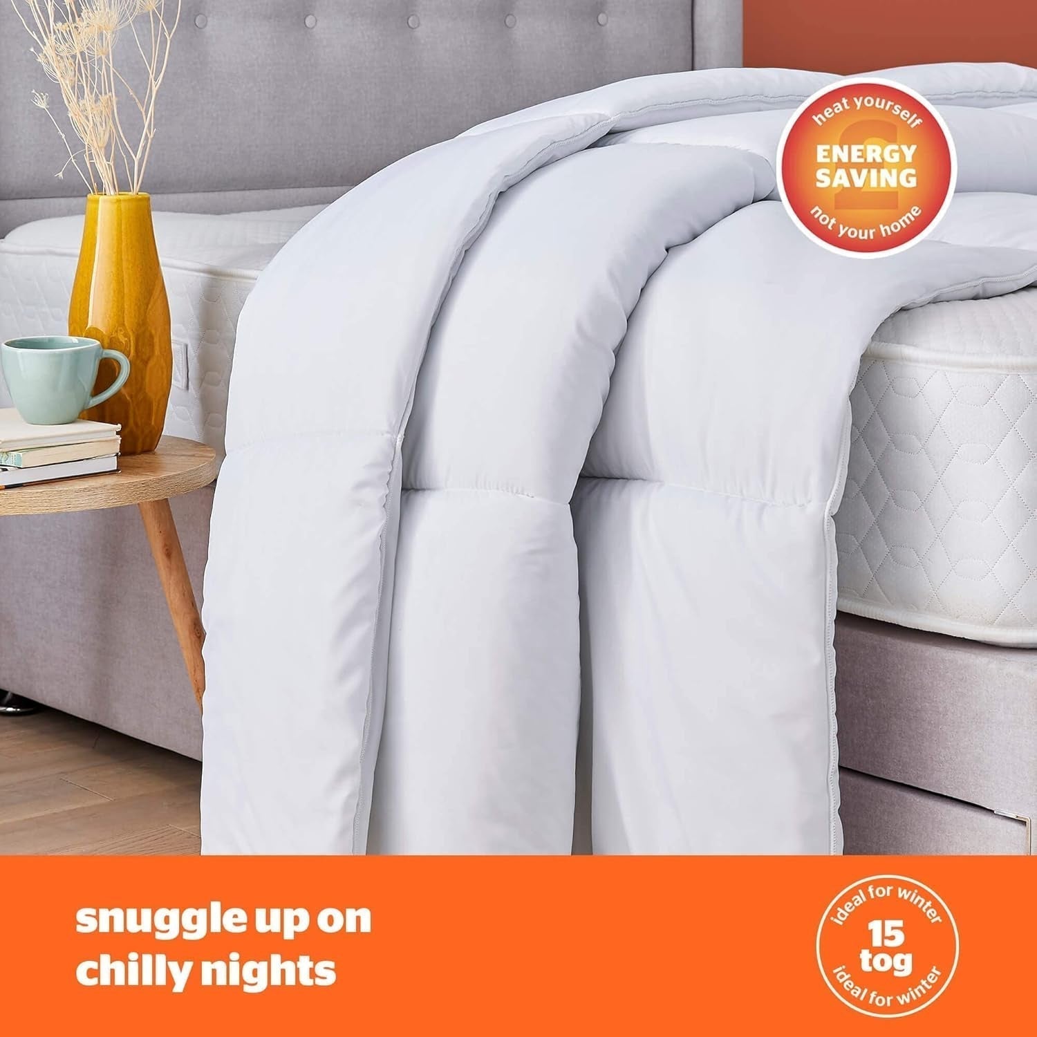 Silentnight so Snug 534222GE Pocieszyciel do łóżka king size, 15 tog, ciepły, przytulny, gruby, hipoalergiczny, można prać w pralce, biały, kołdry i kołdry na łóżko king size Naty Shop
