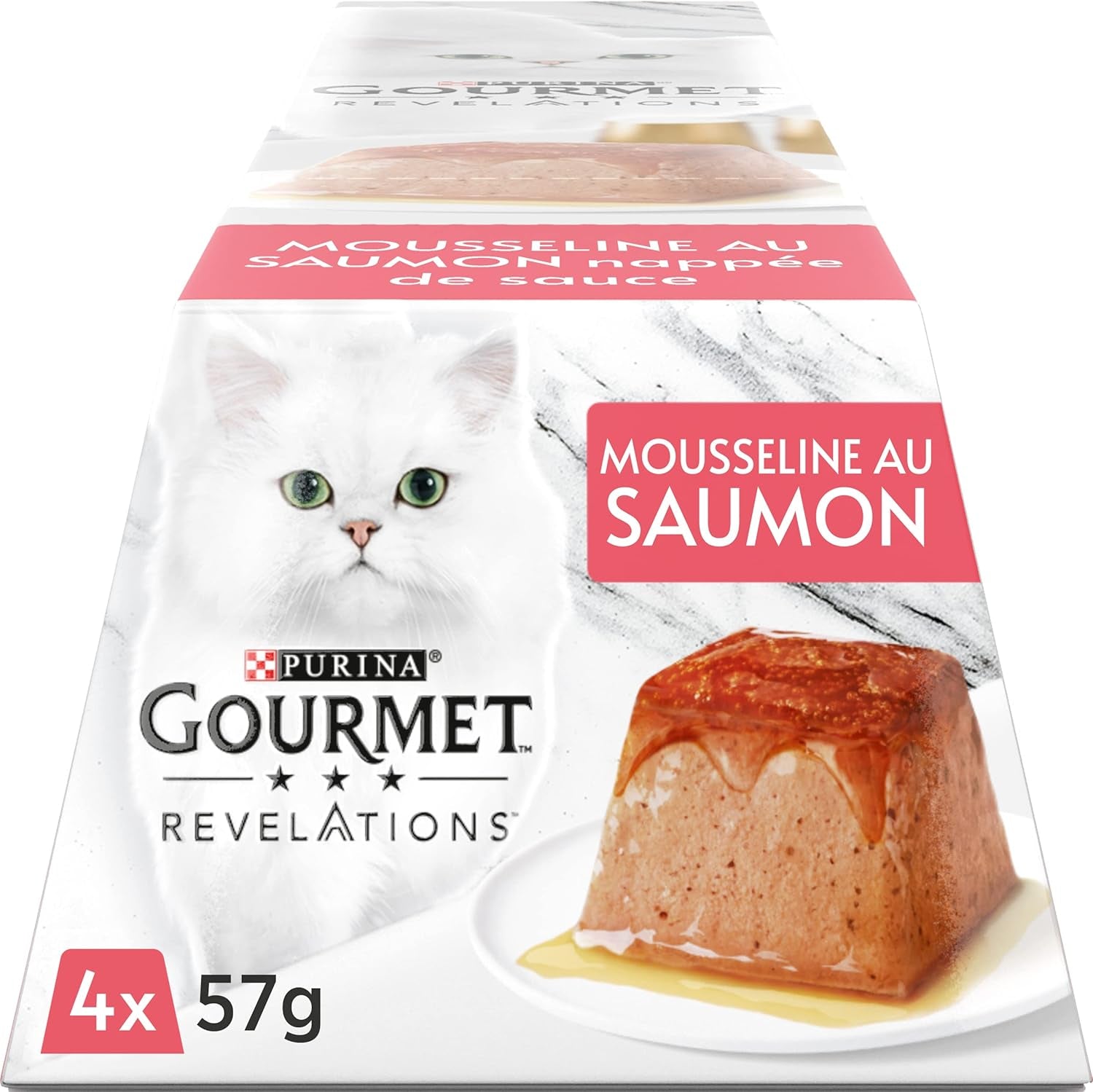 Zalecenia, muślin z łososia, z sosem, porcja posiłku dla dorosłych kotów, 4 x 57 g