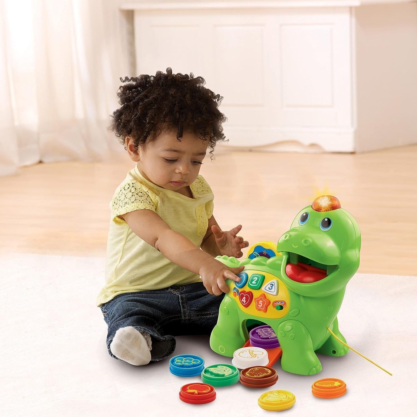 Vtech Baby Feed Me Dino - Karmienie i nauka gadającego dinozaura z piosenkami, przyciskami i grą z pytaniami - na 12-36 miesięcy Zabawki dla dzieci Naty Shop