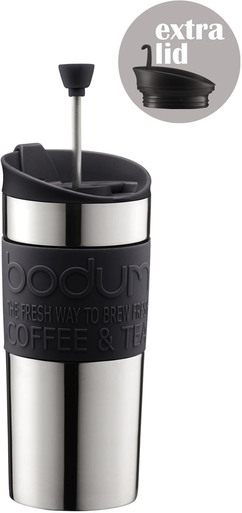 Bodum K11067-01 Prasa podróżna Czarny ekspres do kawy ze stali nierdzewnej z wymienną pokrywką 350ml