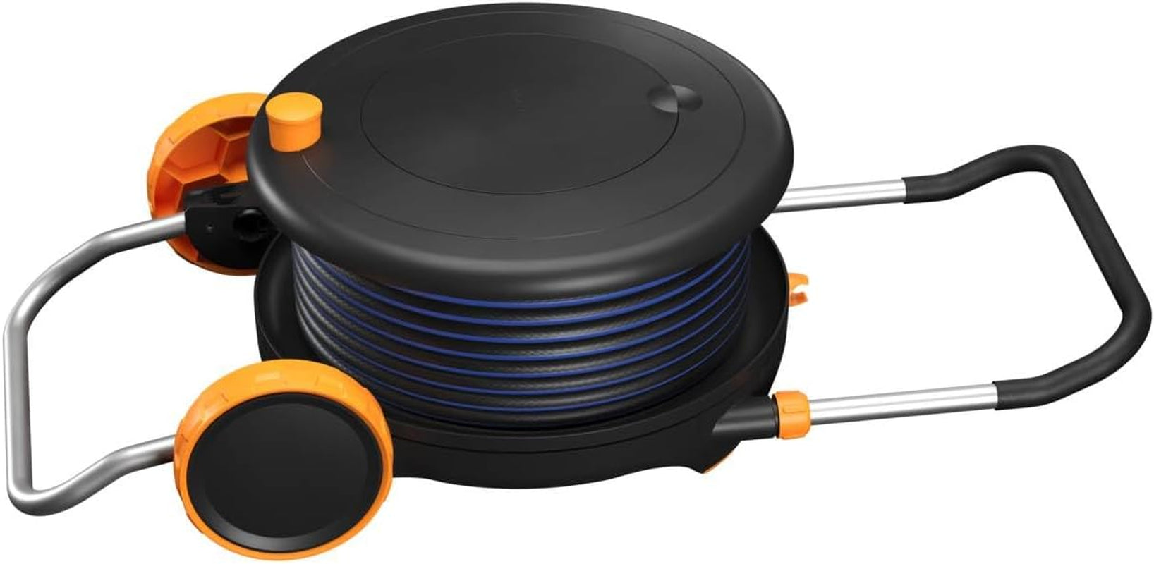 Koło wodne Fiskars Comfort L z kołami, kompleksowy zestaw do podlewania, całkowity zasięg 31,5 m, automatyczne zwijanie, uniwersalny wąż ogrodowy (Ř 13 mm), uniwersalne przyłącze do kranu, 1071670