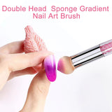 2 Stück Nail Art Rendering-Werkzeuge Doppelter Kopf, Gąbkowy aplikator z pędzelkiem Inkl 8 Ersatzköpfe, Nail Art Schwamm Und Tupfpinsel(Weiß, Rosa)