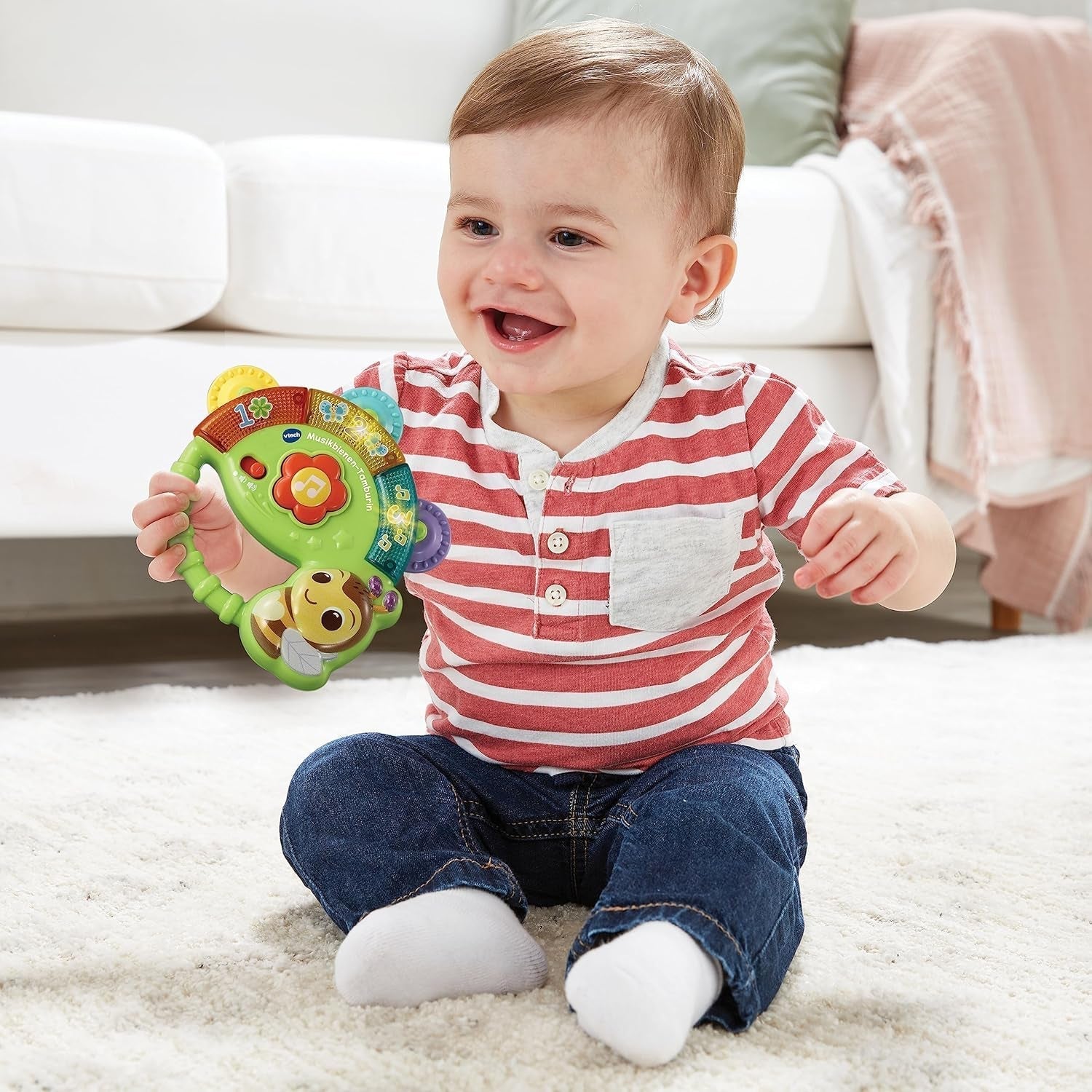 Tamburyn Vtech Baby Musical Bee - Zabawka muzyczna z cyframi, zabawnymi dźwiękami, zdaniami i piosenkami - Dla dzieci w wieku 3-36 miesięcy Baby Toys Naty Shop