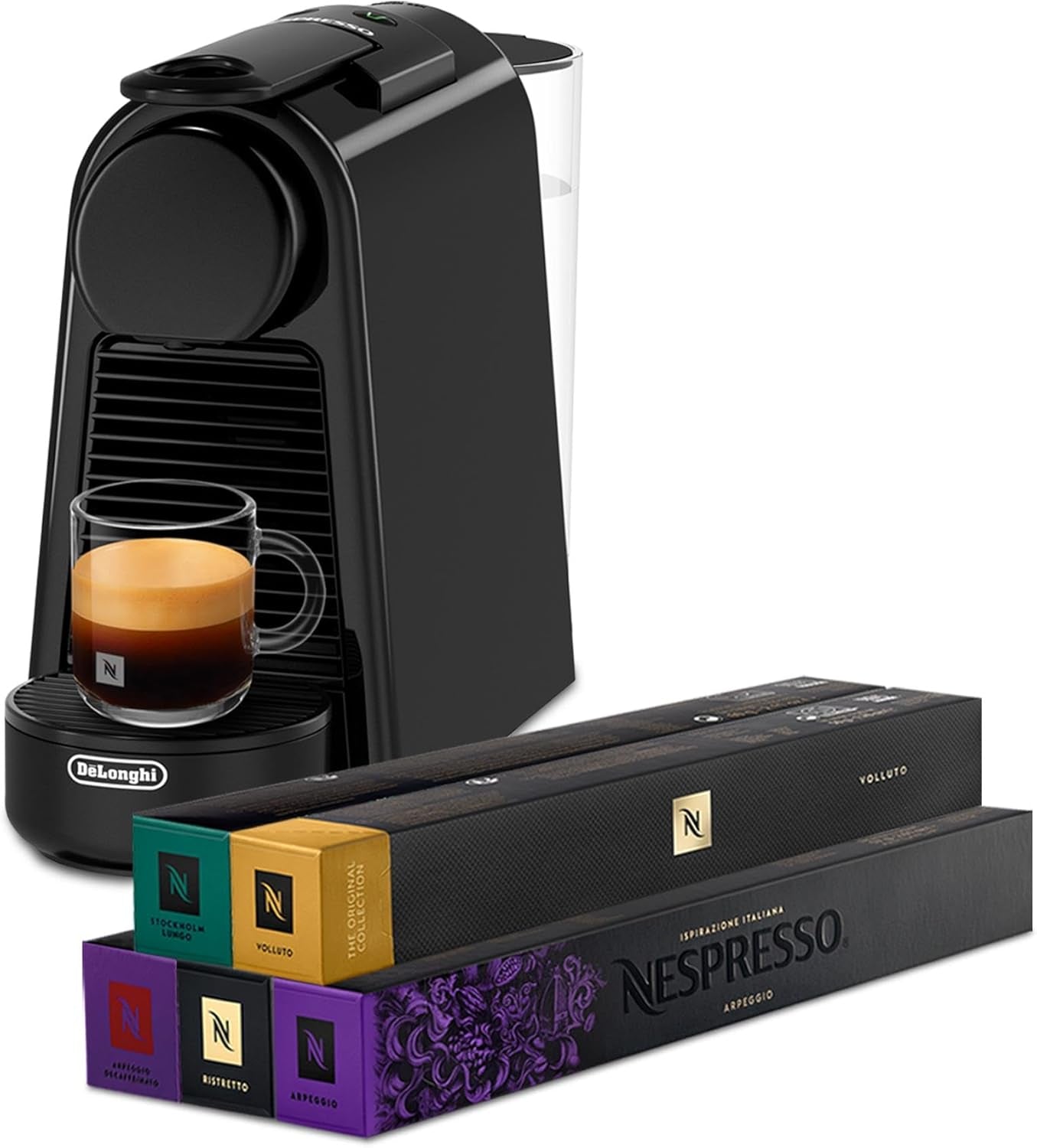 Ekspres do kawy z kapsułkami Nespresso De'Longhi Essenza Mini, czarny | Ciśnienie pompy 19 bar | Zbiornik na wodę 0,6 l | Do espresso i Lungo | Mały ekspres do kawy – wspaniałe chwile przy kawie | EN85.B