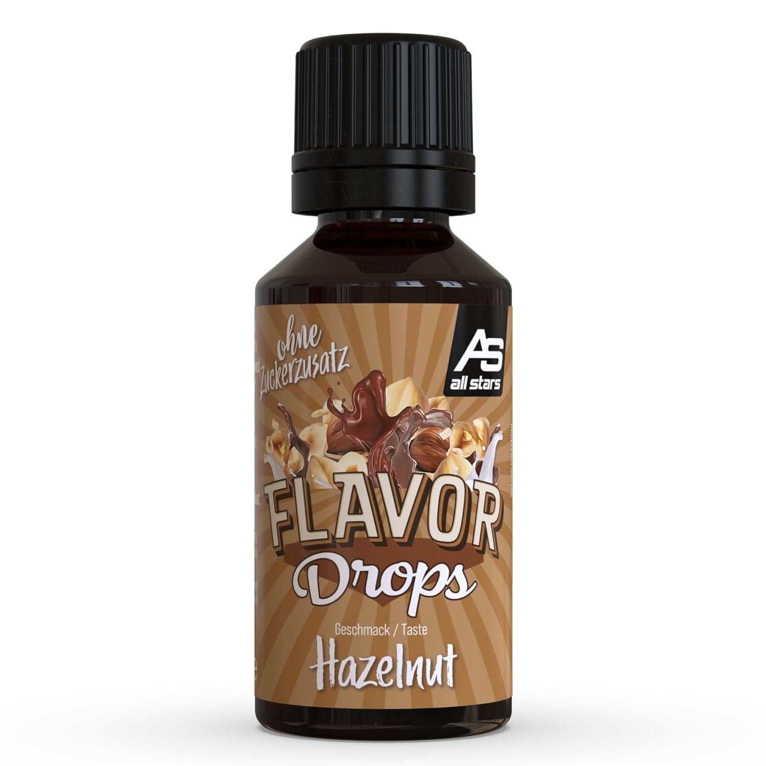 ALL STARS Flavour Drops, Krople smakowe bez dodatku cukru i bez kalorii - Słodycz i aromat do potraw, 30 ml Słodziki Naty Shop Orzech laskowy 30 ml
