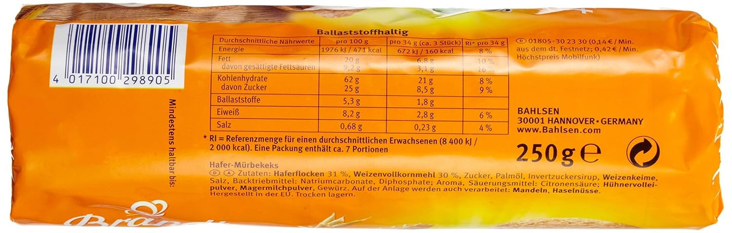 Bahlsen Hobbits Crunchy – opakowanie 18 sztuk – pudełko do przechowywania – pełnoziarniste ciasteczka owsiane o wysokiej zawartości błonnika (18 x 250 g)