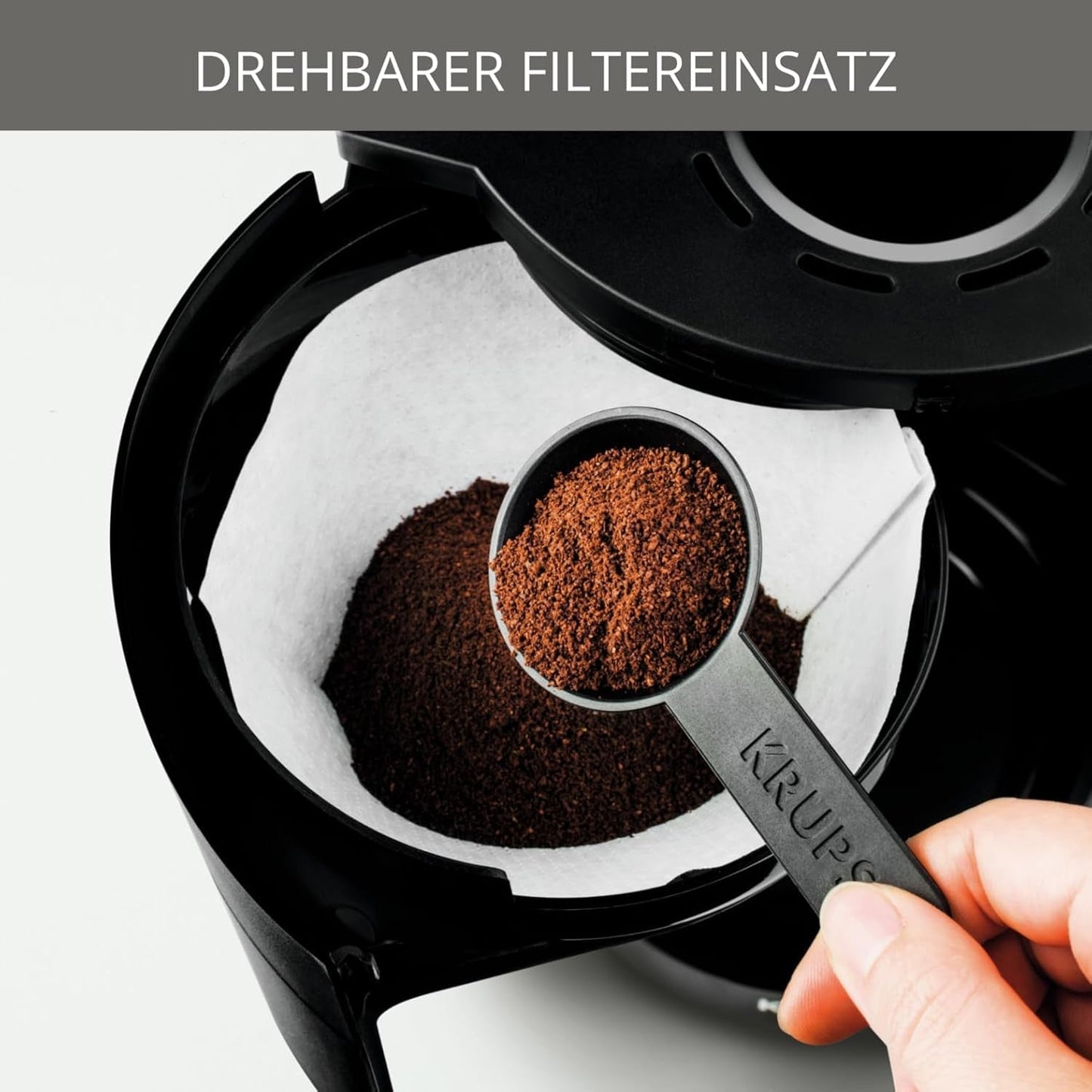Krups F30908 ProAroma Ekspres do espresso z filtrem i szklaną karafką, pojemność 1,25 l, 10-15 filiżanek, 1050 W, czarny