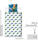 Pościel Minecraft Kinderbettwäsche Jugendbettwäsche 135X200 · Unterwasserwelt · Wende Motiv · Kissenbezug 80X80 + Bettbezug 135X200 Cm · 100% Baumwolle · Deutsche Größe Naty Shop