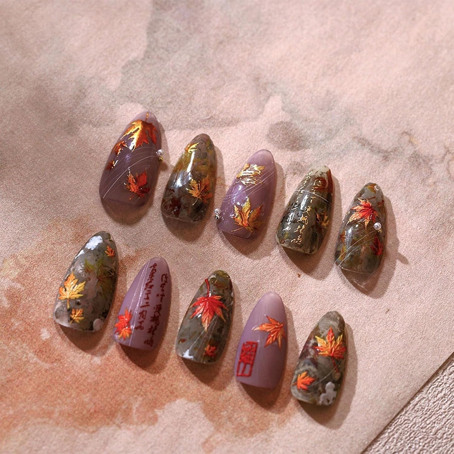 JMEOWIO 3D Nagelsticker Herbst Nail Art Naklejka Selbstklebend Nagelaufkleber 5D Stereoskopisch Ahornblatt Erntedankfest Dekoration Nageldesign Zubehör 1 Blatt