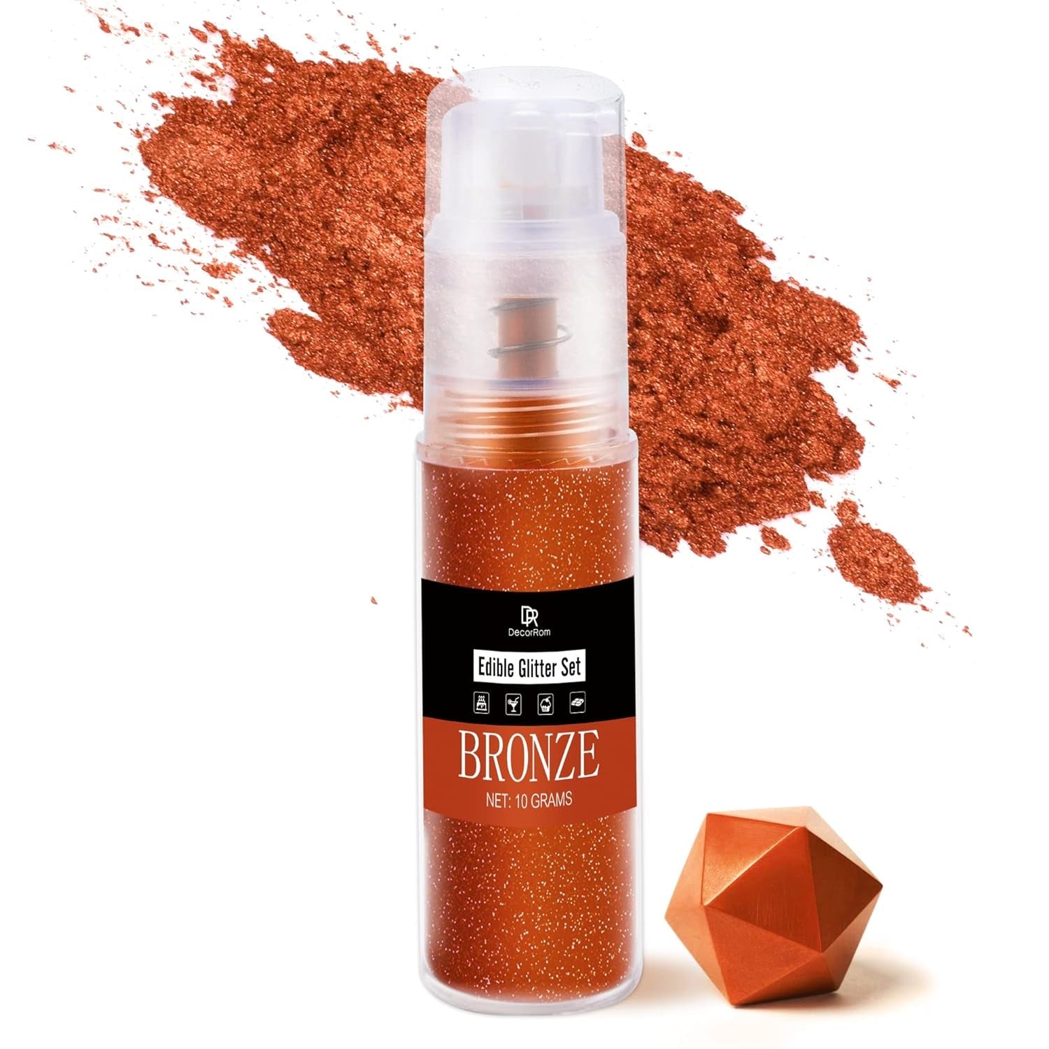 DecoRom, brokat jadalny, proszek, 10 gramów Glitter Naty Shop Bronze
