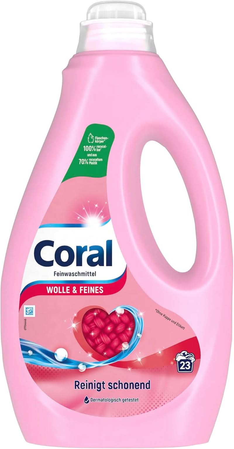 Koralowy delikatny detergent w płynie do wełny i delikatnego prania, 23 prania, 1,15 litra Proszki do prania Naty Shop 1,15 litra