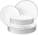 Seltmann Weiden - Lido Black Line - 36-częściowy zestaw zastawy stołowej - porcelana (w tym 6 kubków do kawy)