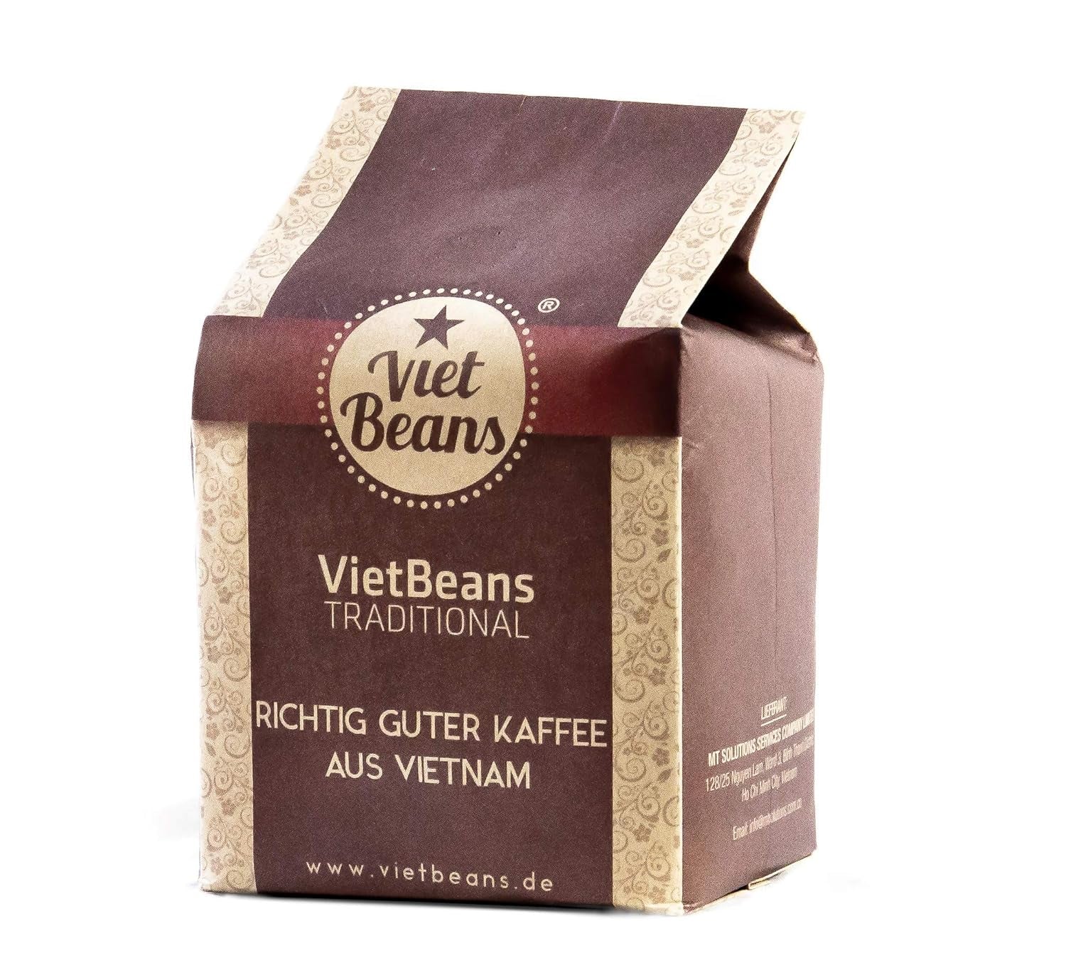 VietBeans Tradycyjne – Ganze Kaffeebohnen – Traditionelle Trommelröstung - Hochwertiger vietnamesischer Kaffee – Geeignet für Fullyautomaten - 250g
