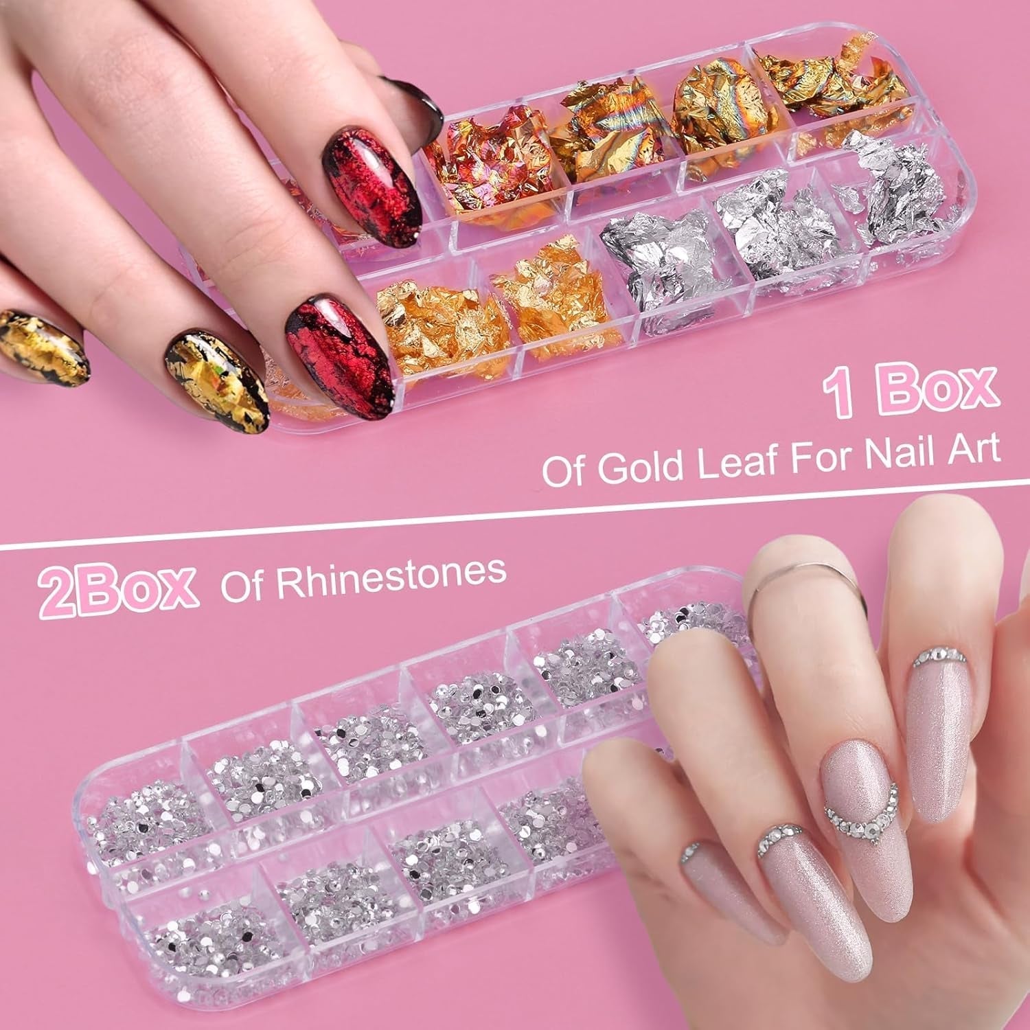 53 Blätter Nagelsticker, zestaw Nail Art Pinsel i Dekorationen, 15 szt. Pinsel, 5 szt. długopisów z kropkami, Strasssteine, Blattgold Für Nagelkunst, Nagel Pailletten, Nagelkunstwerkzeuge Und Dekorationssets