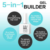 Builder 5 w 1 żel budujący 15 ml, żel budujący do paznokci, żel budujący do paznokci, przedłużanie paznokci UV/LED Lakier do paznokci, przedłużanie, zdobienie paznokci, naklejki, żel żel budujący do paznokci (biały)