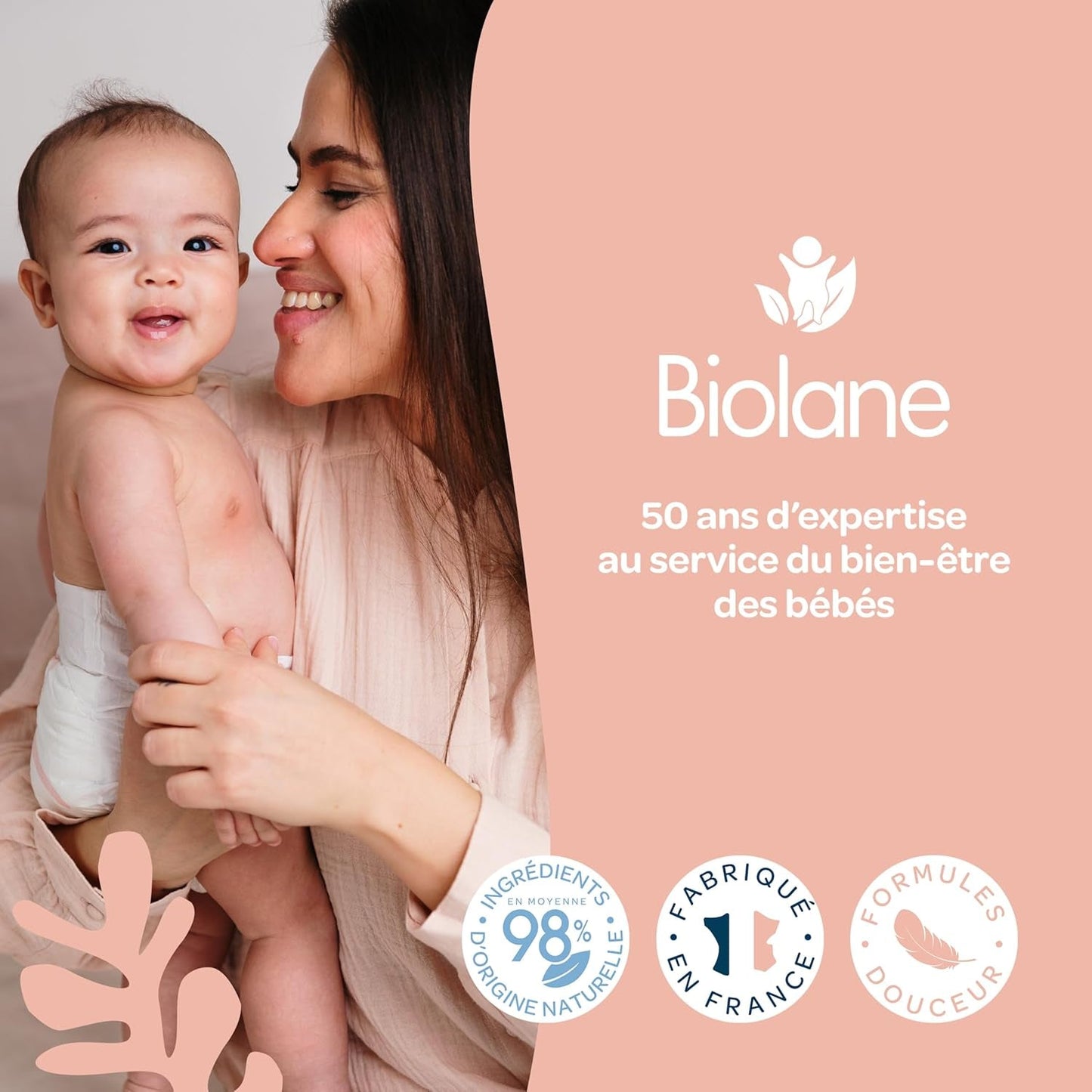 BIOLANE 12 mokrych podkładek Maxi-Squares - Niemowlęta - 100% organiczne - 720 bawełna - dla skóry wrażliwej - Przebieranki i artykuły toaletowe - od urodzenia - wyprodukowane we Francji