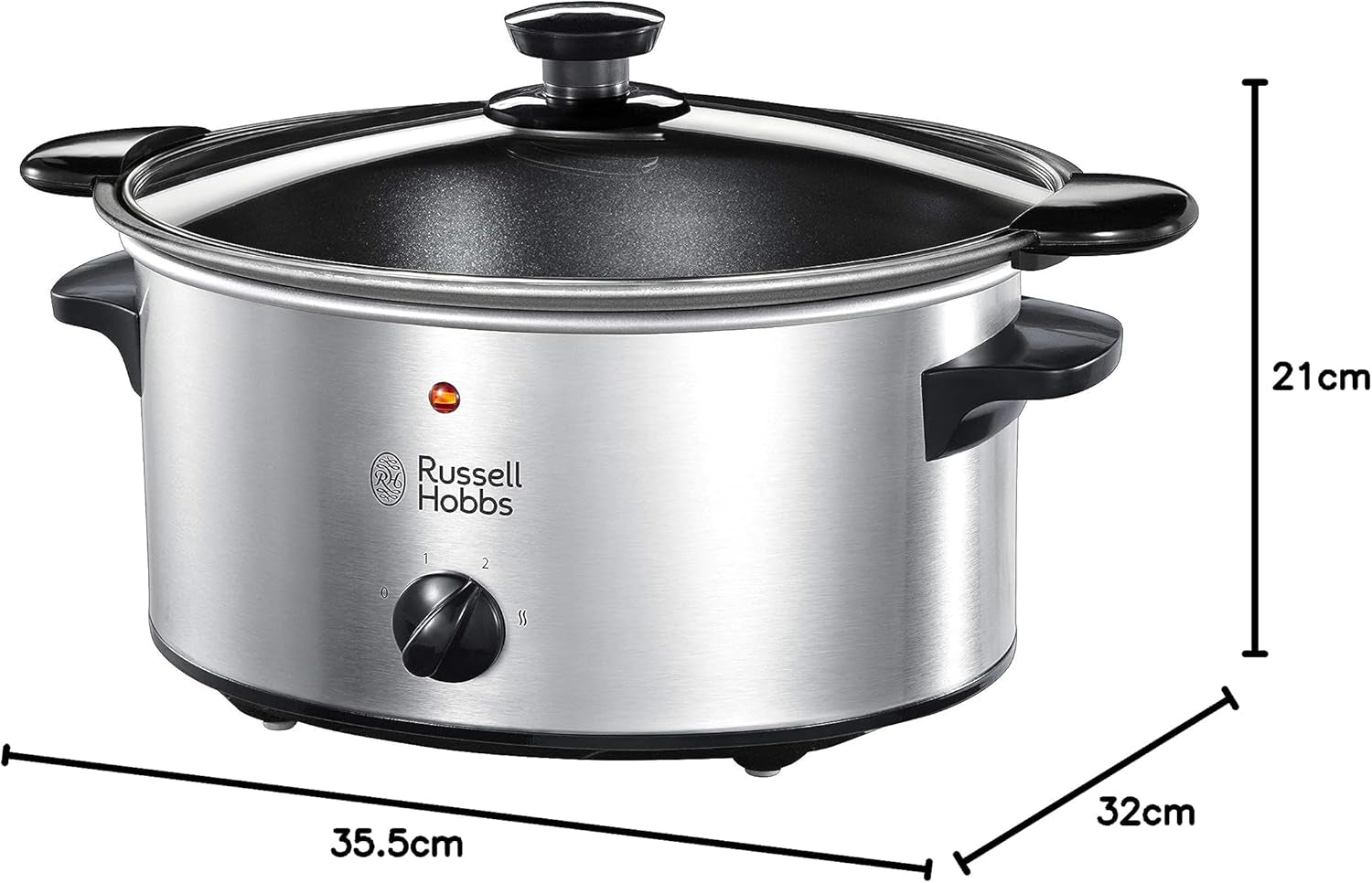 Wolnowar Russell Hobbs, 3,5 litra z powłoką nieprzywierającą, stal nierdzewna, 3 ustawienia temperatury i funkcja utrzymywania ciepła, Wolnowar 160 W Naty Shop