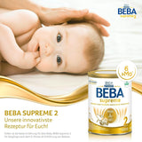 BEBA SUPREME 2 Mleko następne po 6 miesiącu, tylko laktoza, bez oleju palmowego, opakowanie 6 szt. (6 x 800 g) Naty Shop