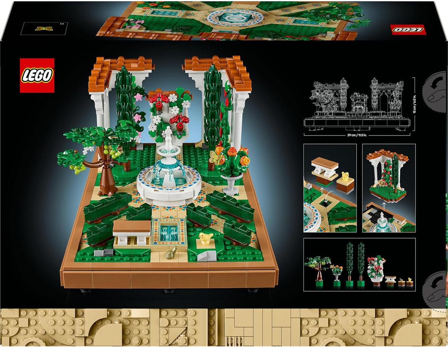 LEGO Icons Ogród fontann - Miniaturowy zestaw do budowania dla dorosłych z liśćmi, cyprysami, drzewami, winoroślą i kwiatami - Pomysł na kreatywny prezent urodzinowy, prezent na parapetówkę dla kobiet i mężczyzn - 10359 Zestawy do budowania Beuche den LEGO-Store