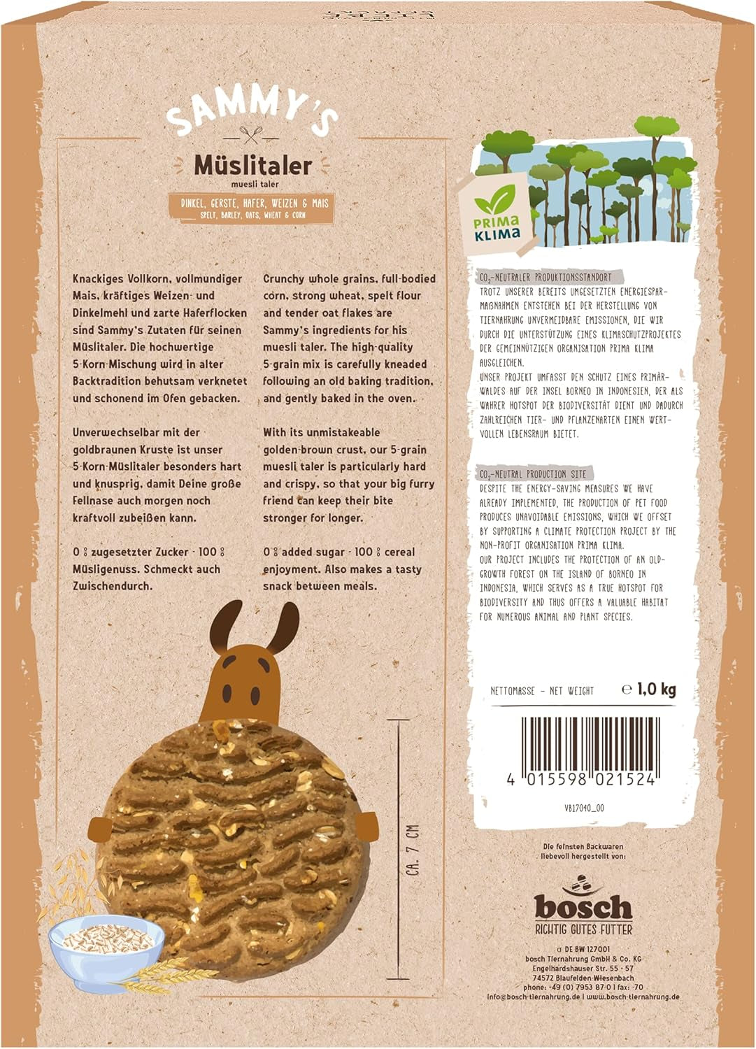 Müslitaler Sammy'ego | Knusprig Gebackene Hundesnacks | 5-Korn-Müslitaler Für Deine Große Fellnase (Ab 30 Kg) | 1 kg płatków zbożowych Sklep Naty