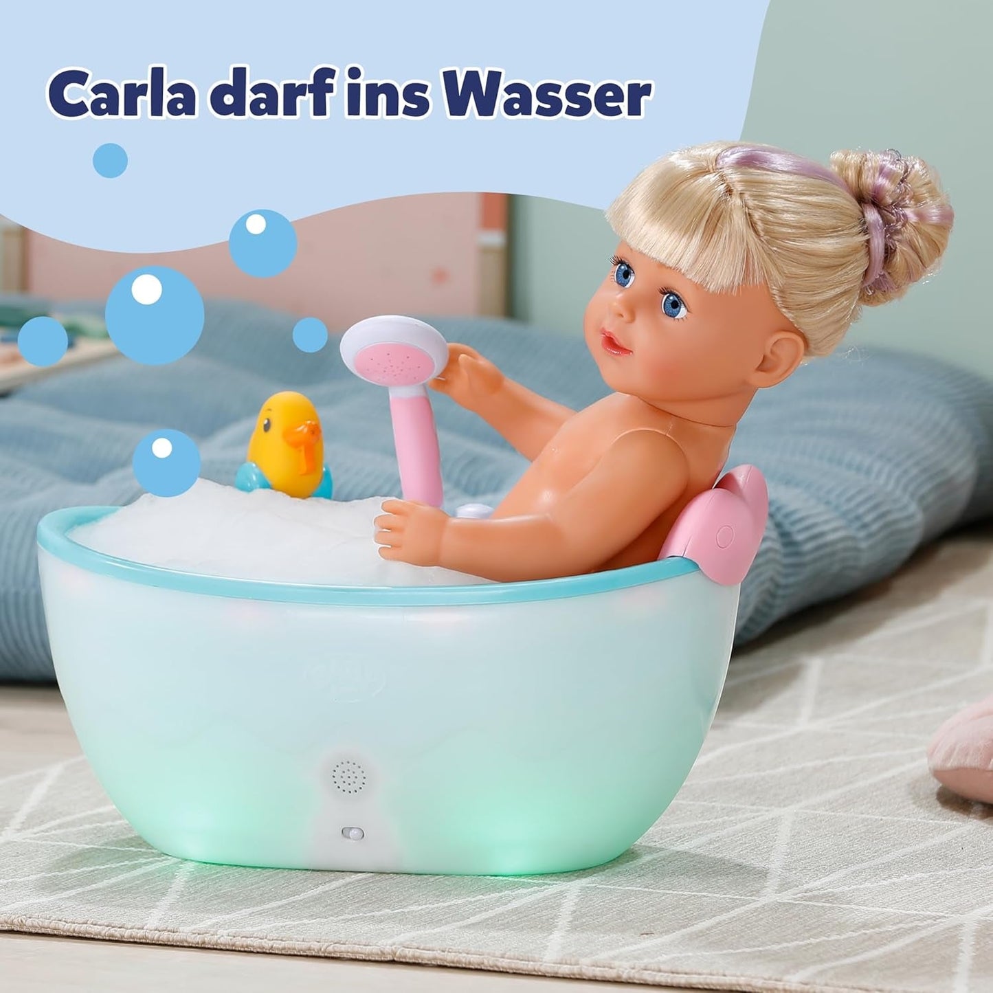 BABY Born Carla - lalka 43 cm - wysokiej jakości blond włosy z pasmami - nie wymaga baterii - odpowiednia dla dzieci od 4 lat - zawiera 7 akcesoriów, różowy