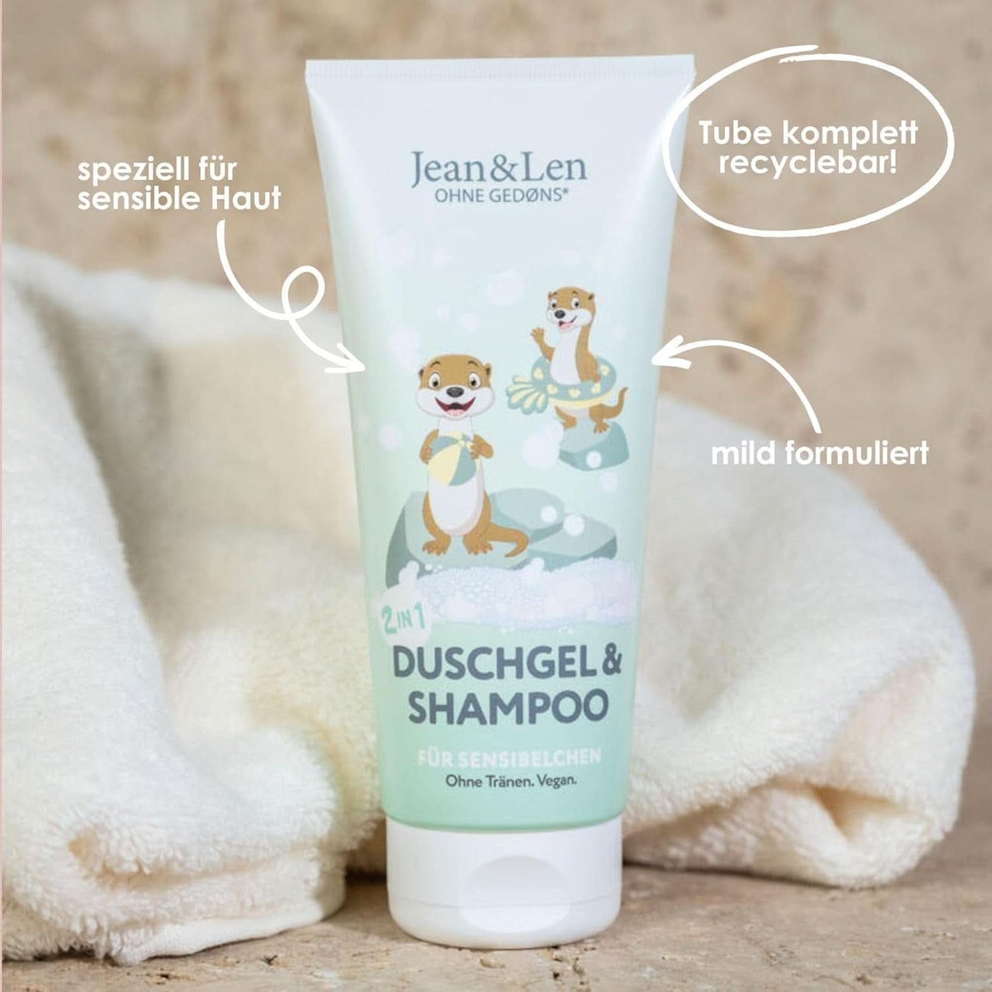 Jean&Len 2w1, Żel pod prysznic i szampon dla wrażliwych dzieci, 200 ml Pod prysznic i do kąpieli Naty Shop