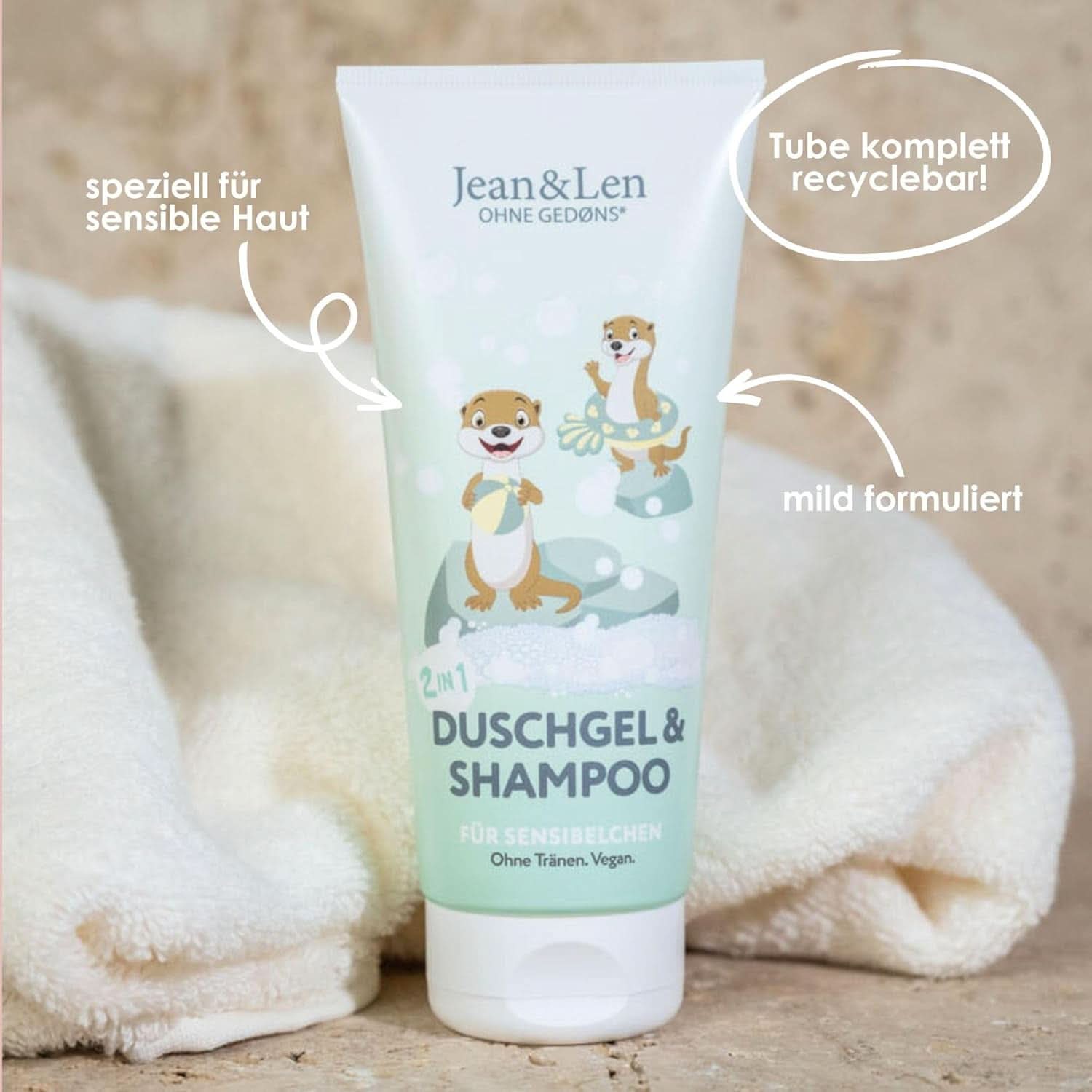 Jean&Len 2w1, Żel pod prysznic i szampon dla wrażliwych dzieci, 200 ml Pod prysznic i do kąpieli Naty Shop