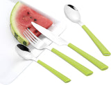 Sztućce JANE, stal nierdzewna polerowana 18/0, zielone plastikowe uchwyty, 24 sztuki Kitchen Naty Shop