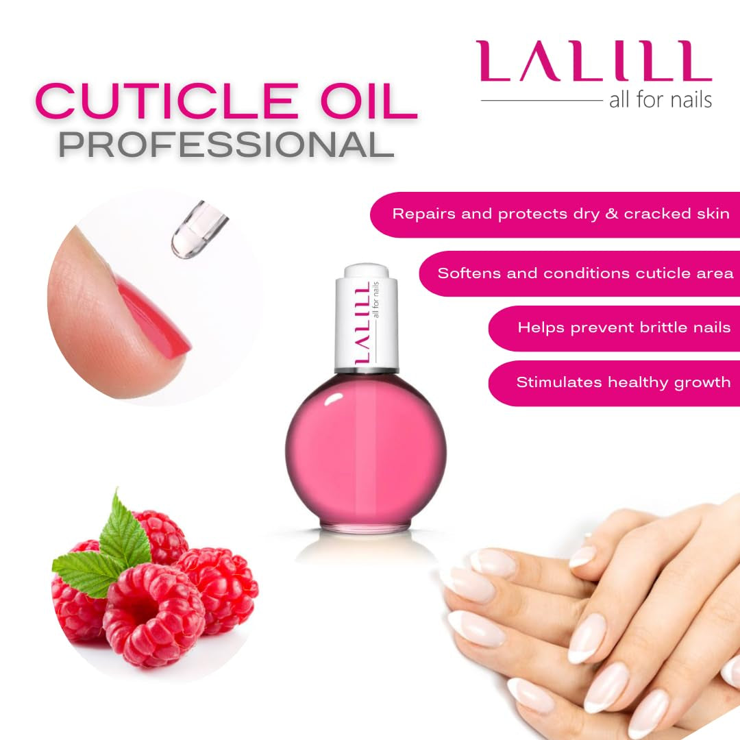 LALIILL Oliwka do skórek paznokci 75 ml - Himbeere Nagelpflegeöl - Nagelöl Pflege Für Nägel Nagelhaut - SPA Maniküre Naildesign Hände - Wegańskie - Z pipetą