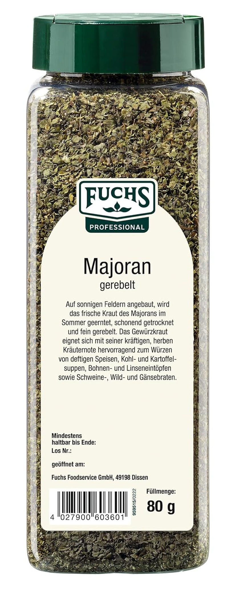 - Majeranek gerebelt | Mit praktischem Streuaufsatz | Zum Verfeinern von Bohnen- und Linseneintöpfen | 80 g dużego Streuera
