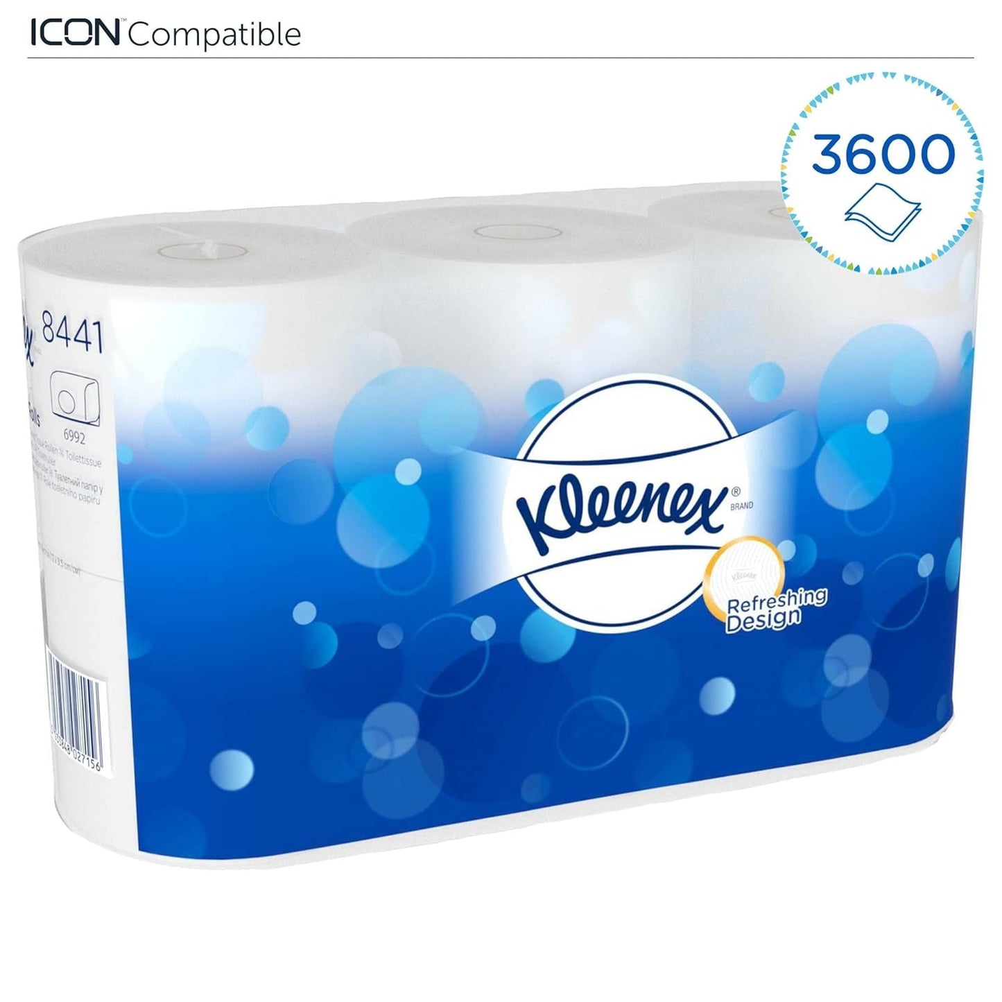 Papier toaletowy Kleenex Standard Roll 8441 – 2-warstwowy papier toaletowy – 6 opakowań po 6 rolek x 600 arkuszy każda, biały (łącznie 36 rolek/21 600 arkuszy)