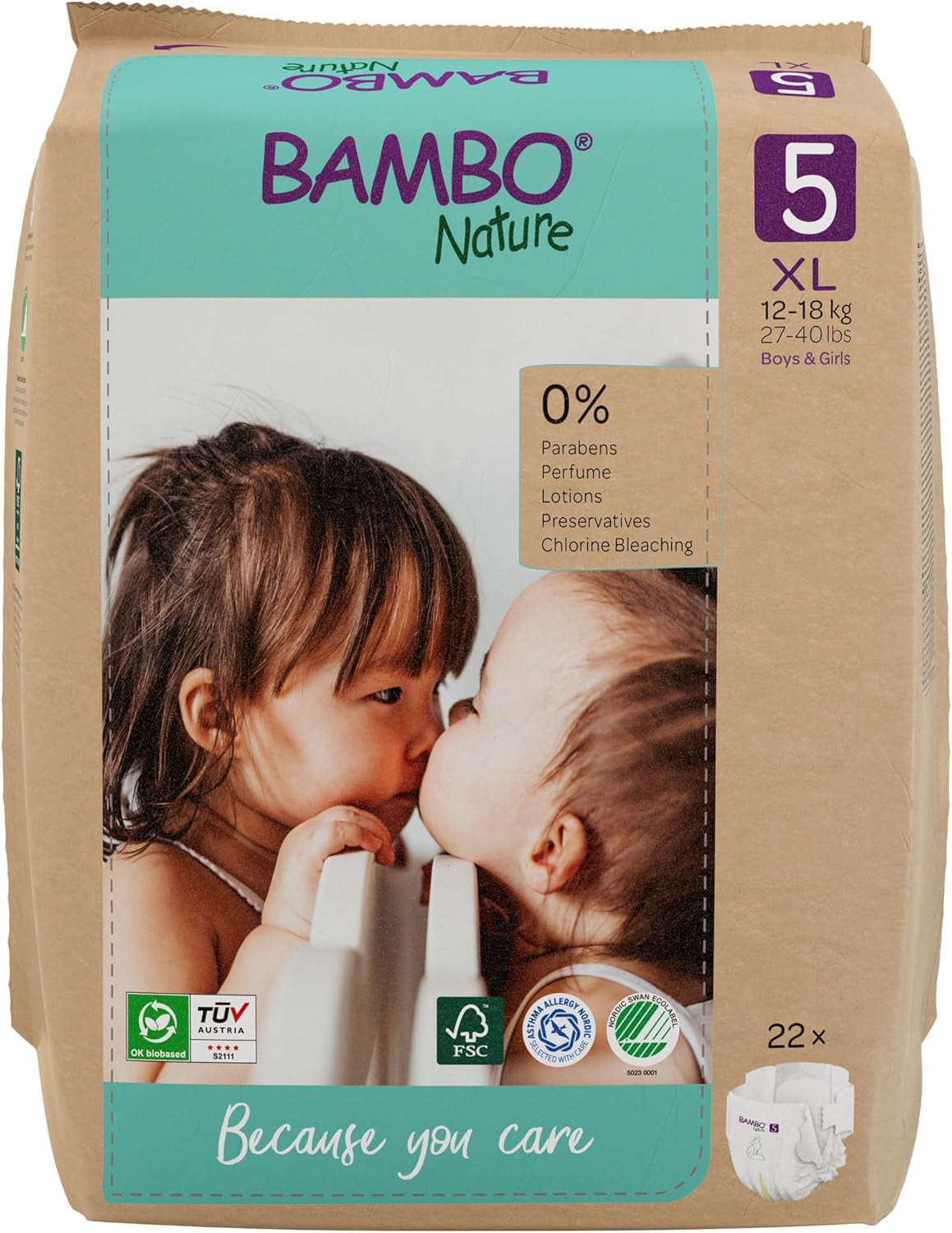 Pieluszki dziecięce Bambo Nature, rozmiar 1 (2-4 kg), 132 sztuki w pudełku miesięcznym | Pieluszki Premium ze zwiększoną ochroną przed wyciekami | Najwyższy komfort i swoboda dla noworodków | Pieluszki testowane dermatologicznie