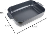 Peugeot Appolia Rechteckige Auflaufform Mit Griffen, Keramik, Schiefer / Grau, 8,3X40,5X27,2 Cm, Fassungsvermögen: Ca. 4 L, 60022 Formy i blachy do pieczenia Naty Shop