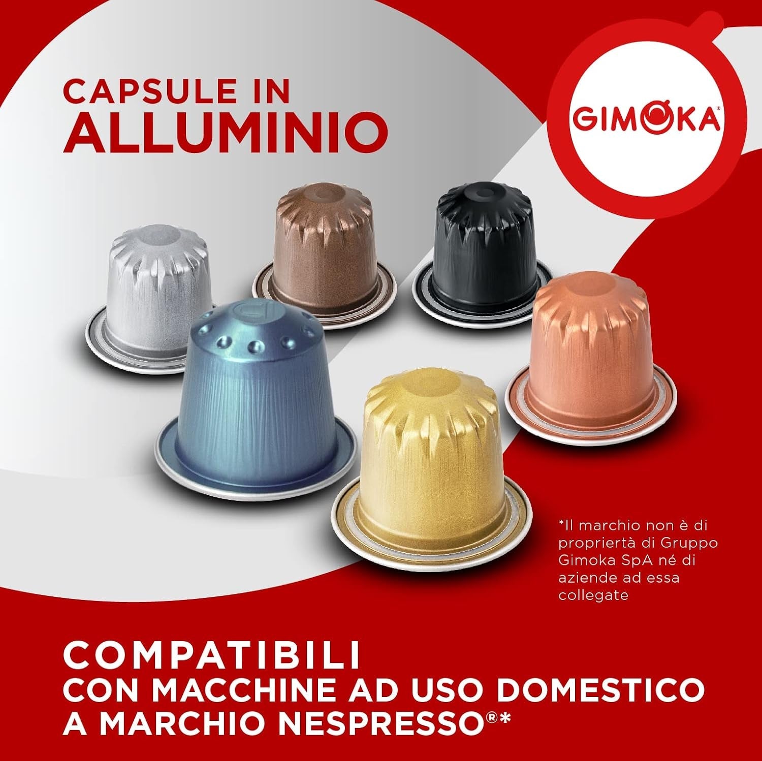 Gimoka Kaffeekapseln Espresso Ristretto, Intensität 11/13-100 Kapsel aus Aluminium - Kompatybilny z Nespresso* Haushalts-Espressomaschinen - 100 Stück (10 x 10 Getränke) - Hergestellt in Italy