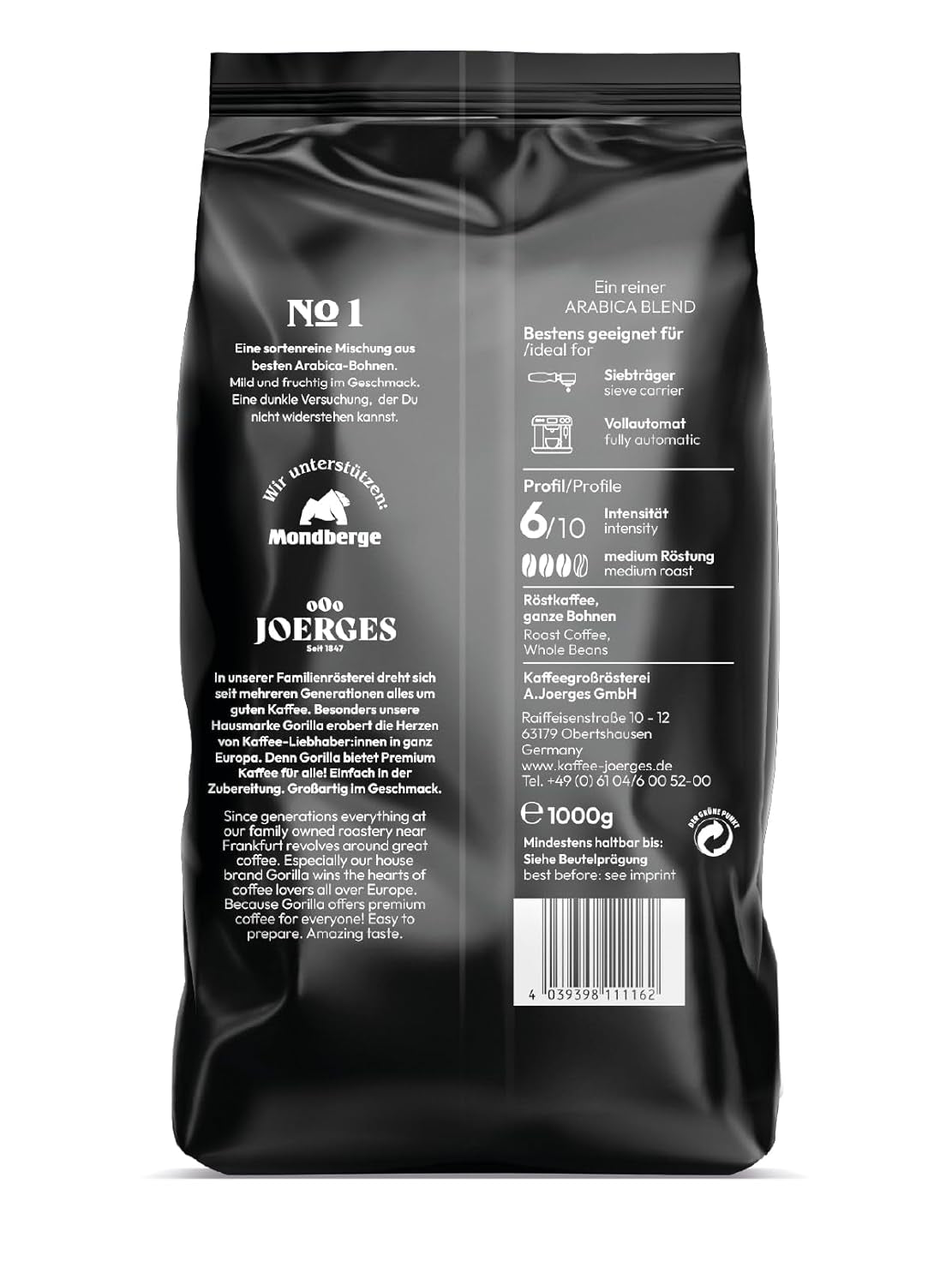 Joerges dark_roast, Krem do espresso nr 1,1 kg