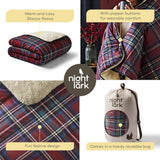 Przytulny koc z polaru Sherpa Night Lark, klasyczna czerwona krata, 9 tog, luksusowy, puszysty, gruby i dwustronny, idealny na kanapę, łóżko, kanapę, kanapę. Hipoalergiczny, można prać w pralce, rozmiar: łóżka i kołdry Night Lark