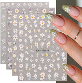 JMEOWIO 3D Nagelsticker Blumen Nail Art Naklejka Selbstklebend Nagelaufkleber 5D Stereoskopisch Sommer Frühling Blumen Dekoration Nageldesign Zubehör 4 Blatt