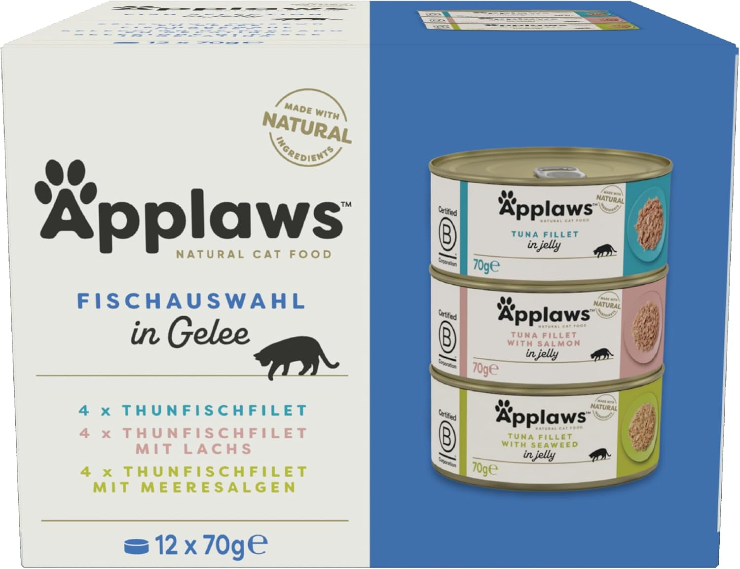 Applaws Naturalna mokra karma dla kotów w galarecie (opakowanie 12 x 70 g)