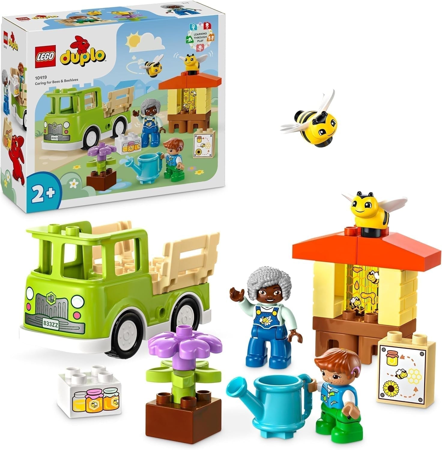 LEGO DUPLO Miejskie pszczelarstwo i ule, zabawka edukacyjna dla małych dzieci z 2 figurkami i ruchomą ciężarówką, zestaw do budowania i przebudowy, zabawka dla małych dzieci od 2. roku życia 10419 Zestawy do budowania Besuche den LEGO-Store Default Title