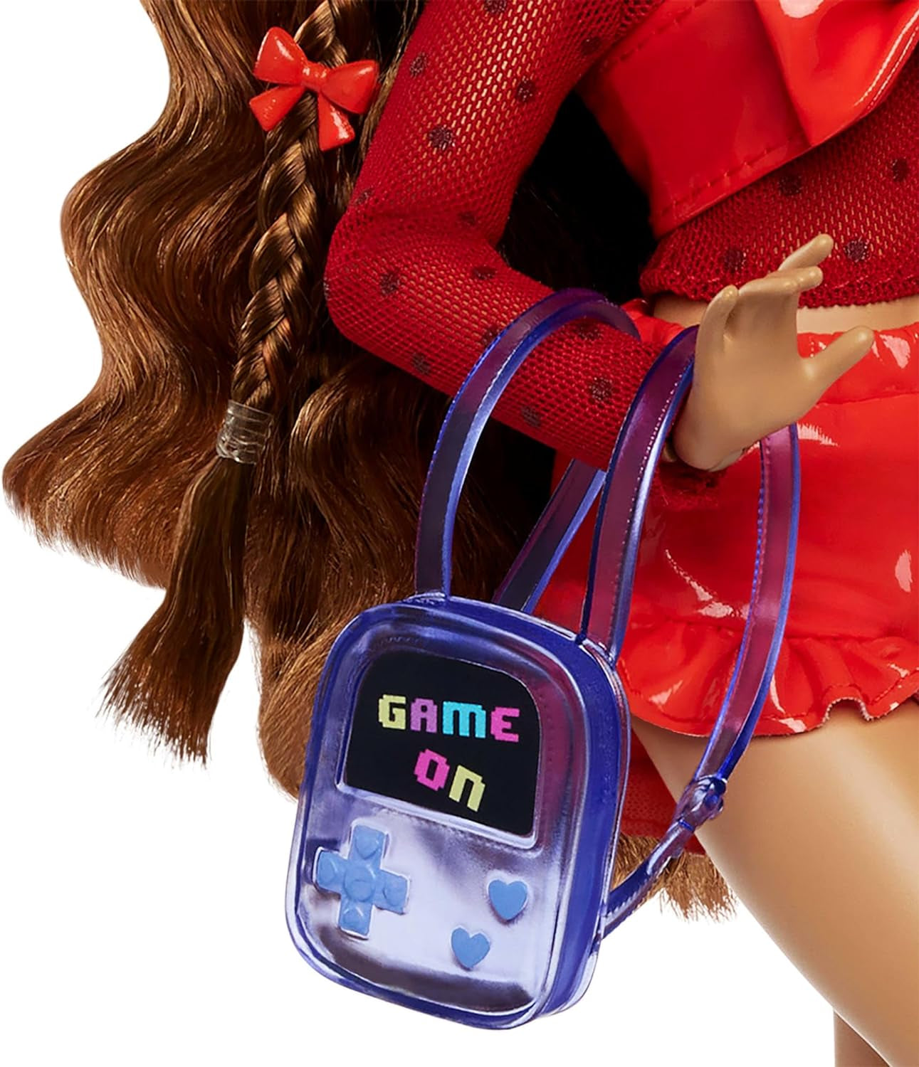 Lalka Barbie Dream Besties i akcesoria, ruchoma lalka Teresa Fashion z brązowymi włosami i spinkami do włosów, 10 elementów z motywem gry wideo, lalki HYC23 Naty Shop