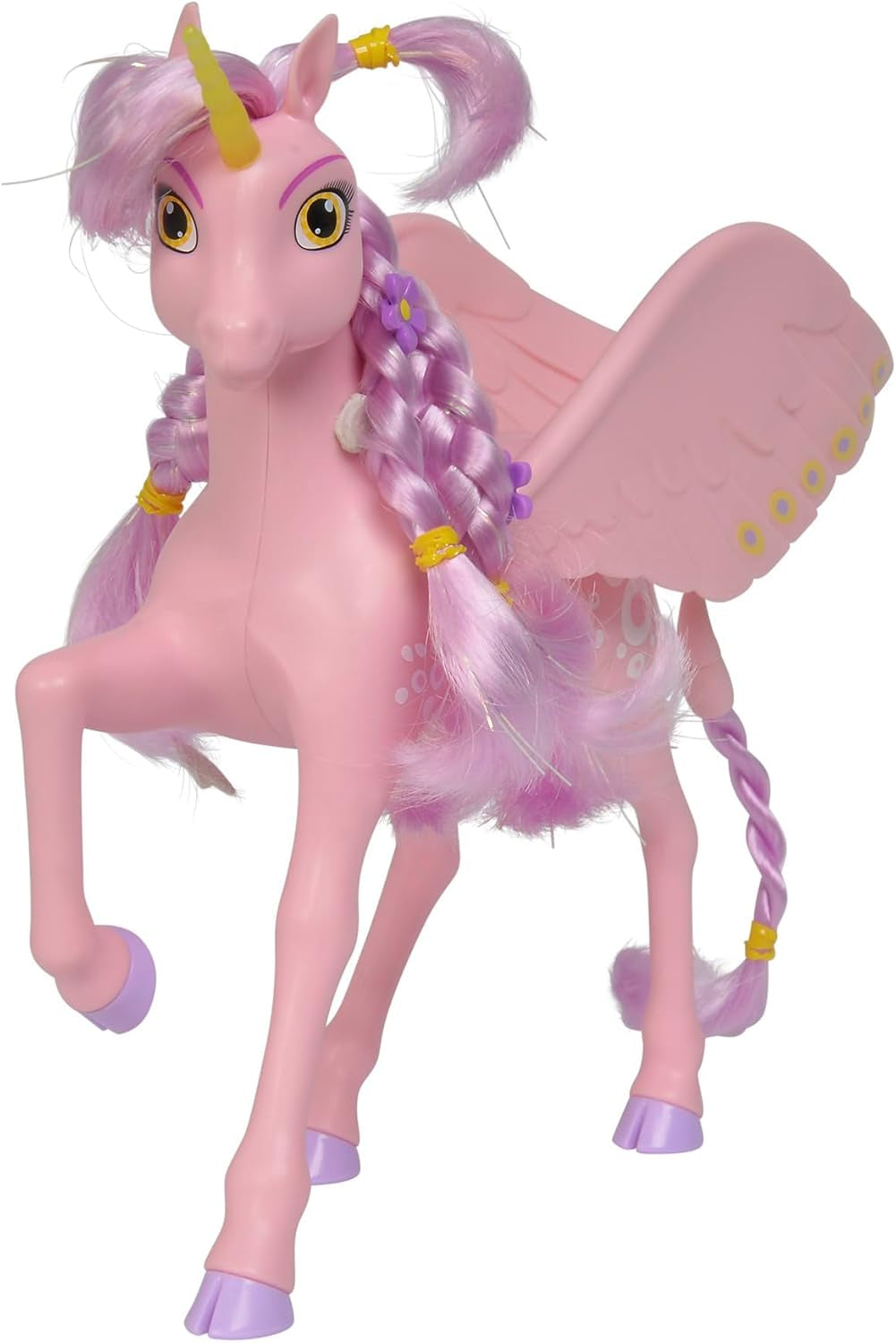 Simba 109480092 - Mia and Me Unicorn Kyara, z ruchomymi skrzydłami, spinkami do włosów i szczoteczką do stylizacji, 20 cm, od 3 lat, różowe lalki Naty Shop