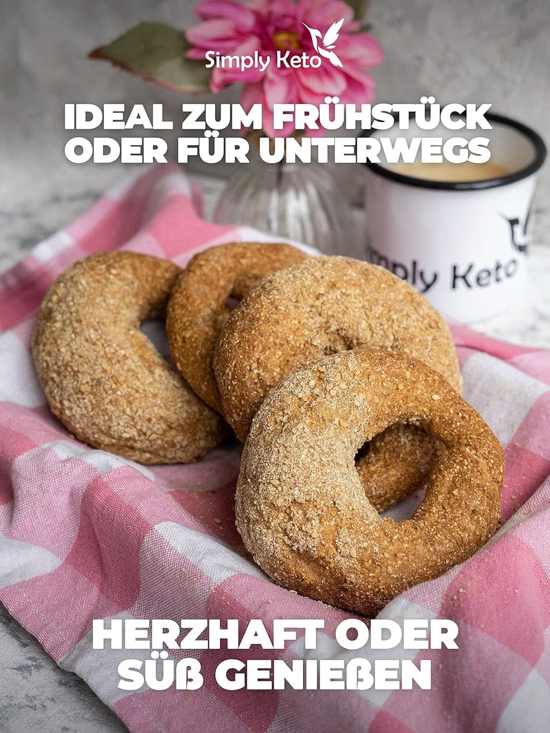 Simply Keto Lower Carb* Mieszanka do pieczenia bajgli dla osób z niską zawartością węglowodanów* i diety ketogenicznej - bez laktozy i glutenu - 335 gramów Naty Shop Kitchen