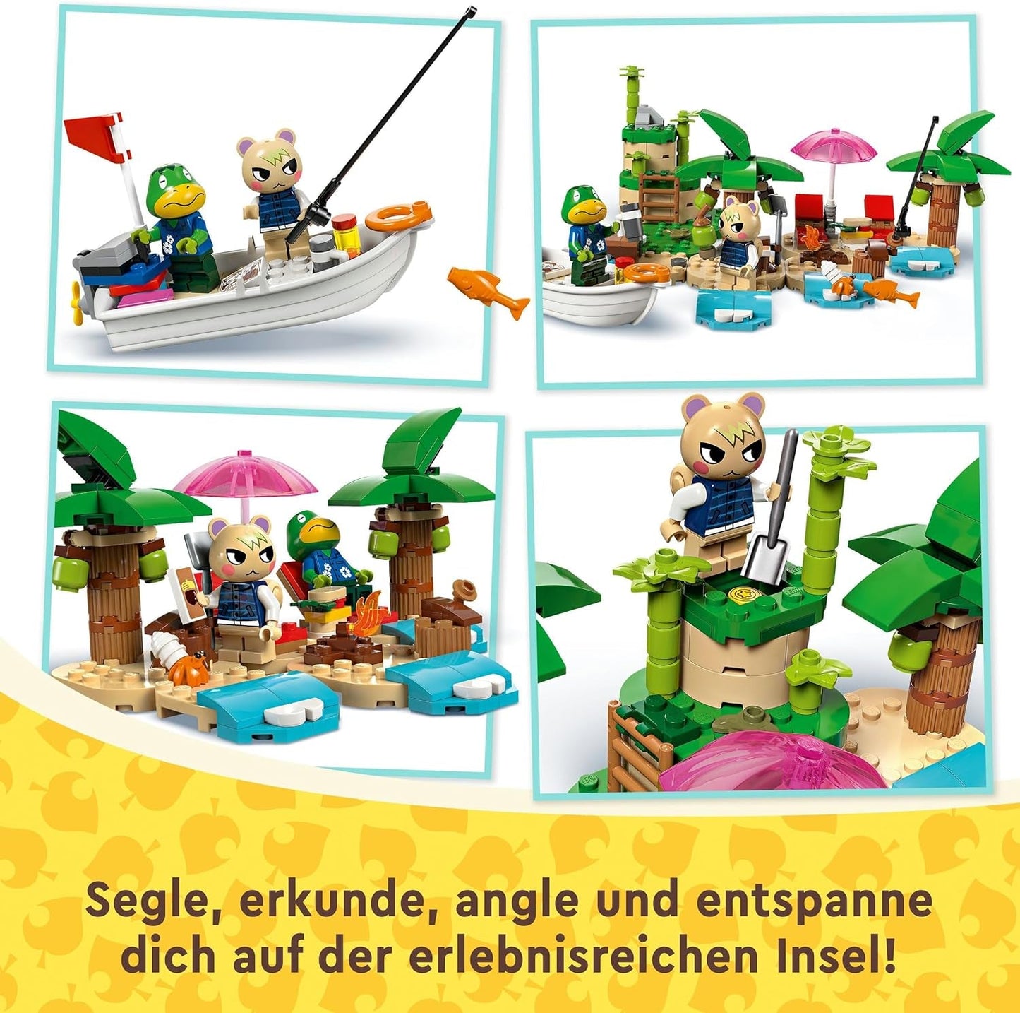 LEGO Animal Crossing Wycieczka łodzią po wyspie Käptens, kreatywna zabawka dla dzieci z 2 minifigurkami z serii gier wideo, w tym Huschke, prezent dla dziewcząt i chłopców od 6 lat 77048 Zestawy do budowania Besuche den LEGO-Store