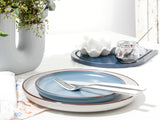 CreaTable, 21016, seria Modern Scandic niebiesko-szara, 16-częściowy zestaw naczyń obiadowych, usługa łączenia porcelany, można myć w zmywarce i używać w kuchence mikrofalowej, produkcja wysokiej jakości