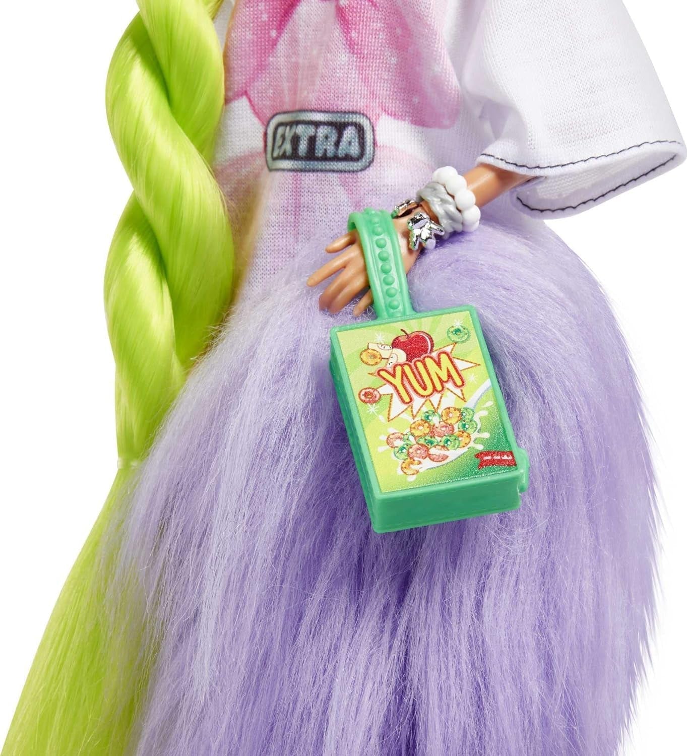 Barbie HDJ44 - Extra Puppe #11 w übergroßem T-shirt i legginsy z Haustier Papagei, dodatkowe langes neongrünes Haar & Zubehör, Elastic Gelenke, Spielzeug Geschenk für Kinder ab 3 Jahren