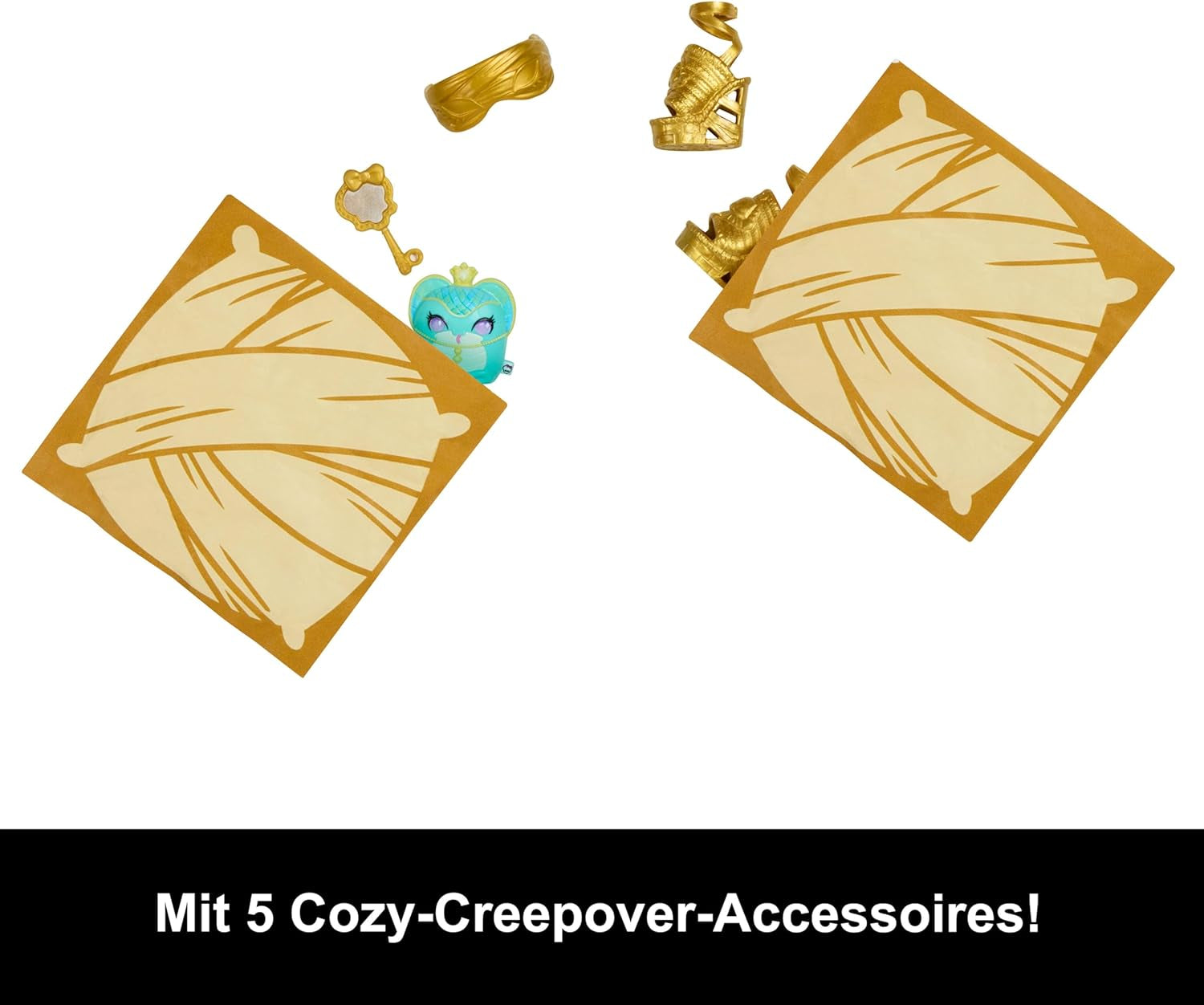 Lalki i akcesoria Monster High Buried Secrets, przytulny motyw Creepover z tajemniczą lalką i 5 niespodziankami po rozpakowaniu (liczby mogą się różnić), HYV64