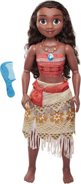 Disney Princess Vaiana, 80 cm duża Spielpuppe von Jakks Pacific, bewegliche Puppe, mit Bürste zum Kämmen ihrer welligen Locken, vom Film inspirowany Kleid, abnehmbare Halskette mit Anhänger