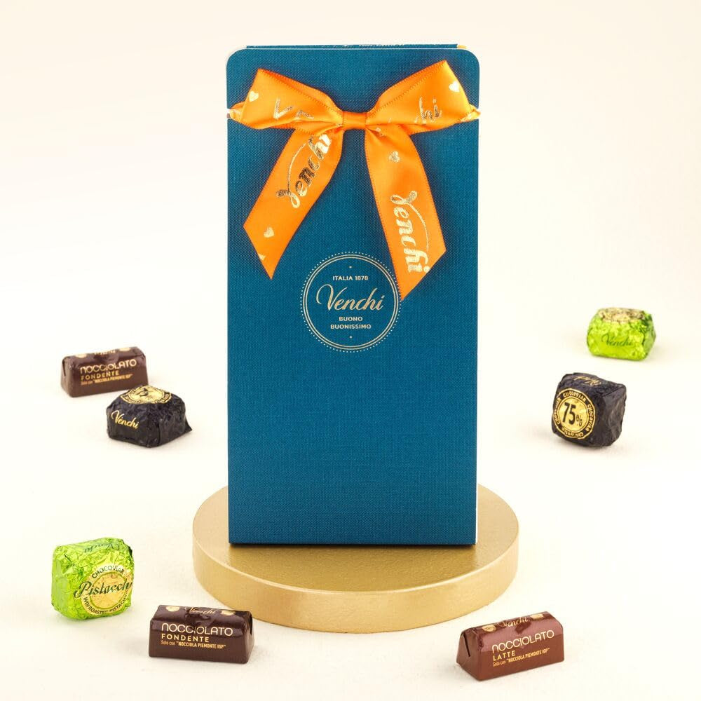Venchi – Kolekcja Murrine – Pudełko prezentowe z różnymi pralinami Chocoviar i tabliczkami czekolady, 403 g – Z orzechami laskowymi leśnymi Piemont PGI – Pomysł na prezent – ​​Bezglutenowe