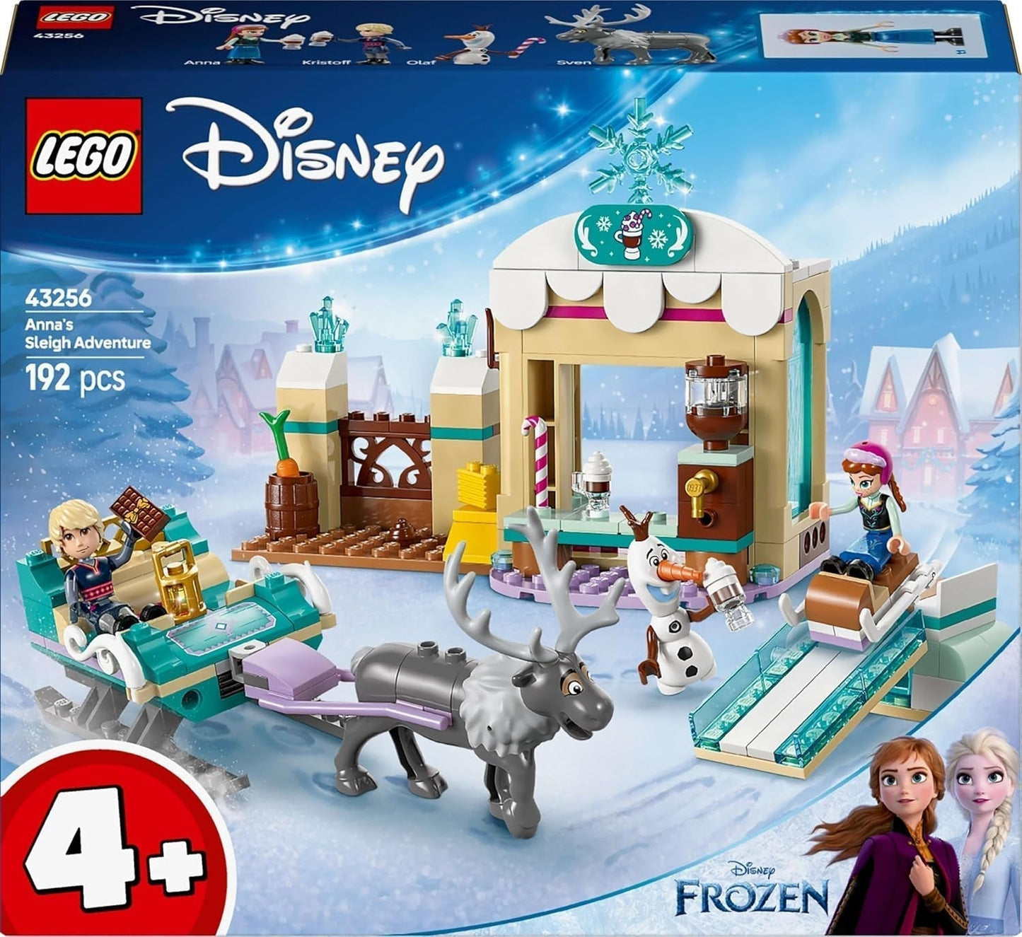 LEGO® Disney Przygoda Anny w Krainie Lodu, zestaw konstrukcyjny i fantastyczny, stojak na czekoladki z Anną, Kristoffem, Olafem i Svenem, minilaleczki, zabawka-księżniczka dla dziewczynek od 4 lat 43256 Zestawy konstrukcyjne w sklepie LEGO